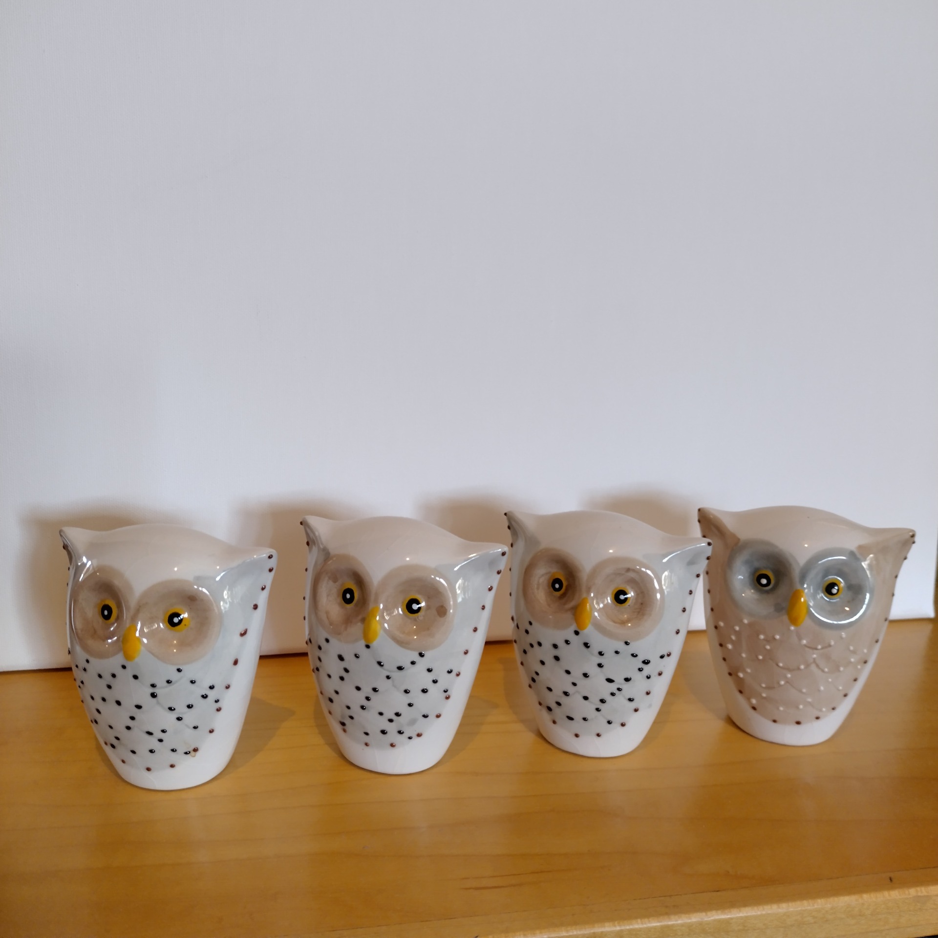 Set 4 uiltjes, stenen beeldjes, uilen beeldje uilenverzameling uiltjes