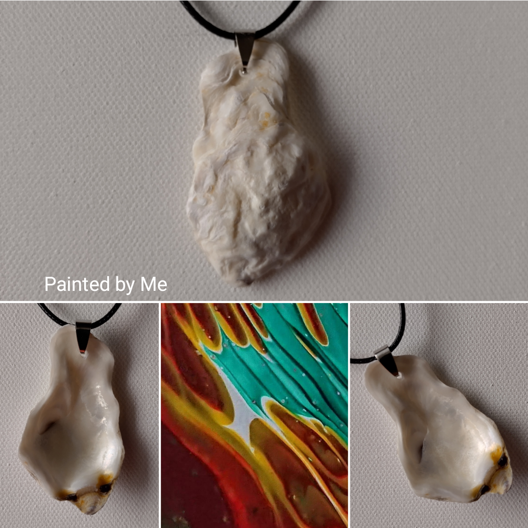 Schelpen ketting handgemaakt, lengte 40 mm, white / beige / purple / yellow