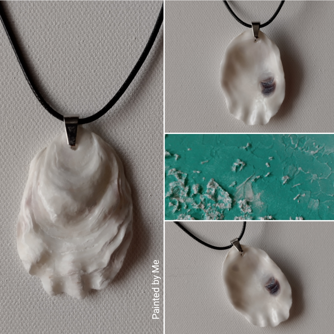 Schelpen ketting handgemaakt, lengte 55 mm, white / beige / purple / yellow