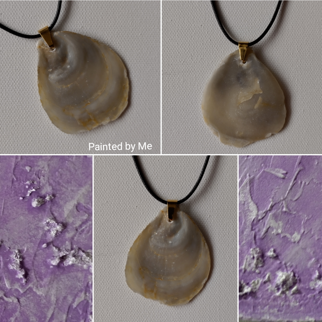 Schelpen ketting handgemaakt, lengte 50 mm, beige / copper / gold / bronze