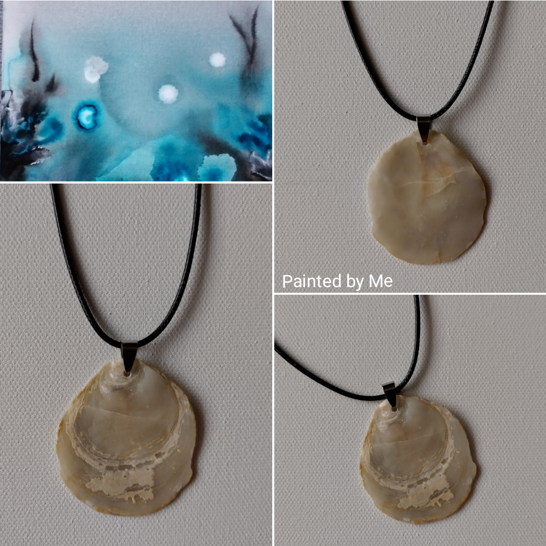 Schelpen ketting handgemaakt, lengte 50 mm, beige / copper / gold / bronze